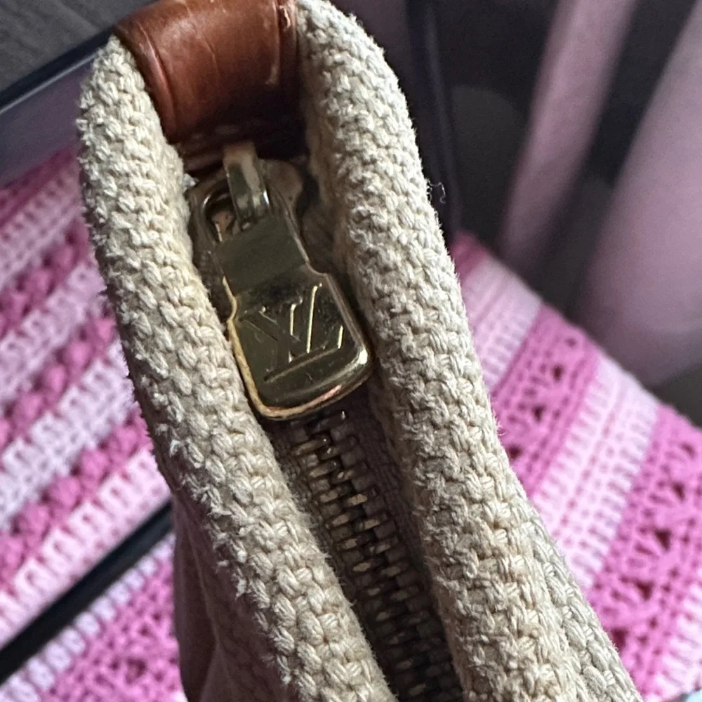 Louis Vuitton Beige and Red Tote Bag